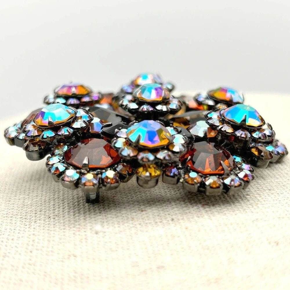 Verified Juliana‎ D&E Brooch Book Piece Ann Pitman Amber Topaz Japanned 1960s